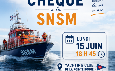Remise du chèque à la SNSM, qui se déroulera le lundi 15 juin à 18 h 45 au Yachting Club de la Pointe Rouge,